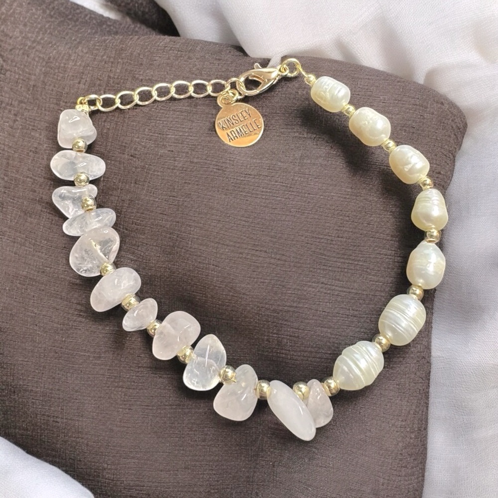 Kinsley Armelle Seaside Collection Ballet Bracelet Rose Quartz & Mother of Pearl - Picture 6 of 8
